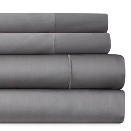 Bibb Home - 1000TC Egyptian Cotton Rich 4-Piece Sheet Set - Charcoal