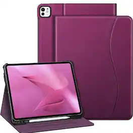 Kitcheniva - Stand Case For iPad Pro M4 2024 Folio Cover With Pencil Holder 13 Inch - Purple