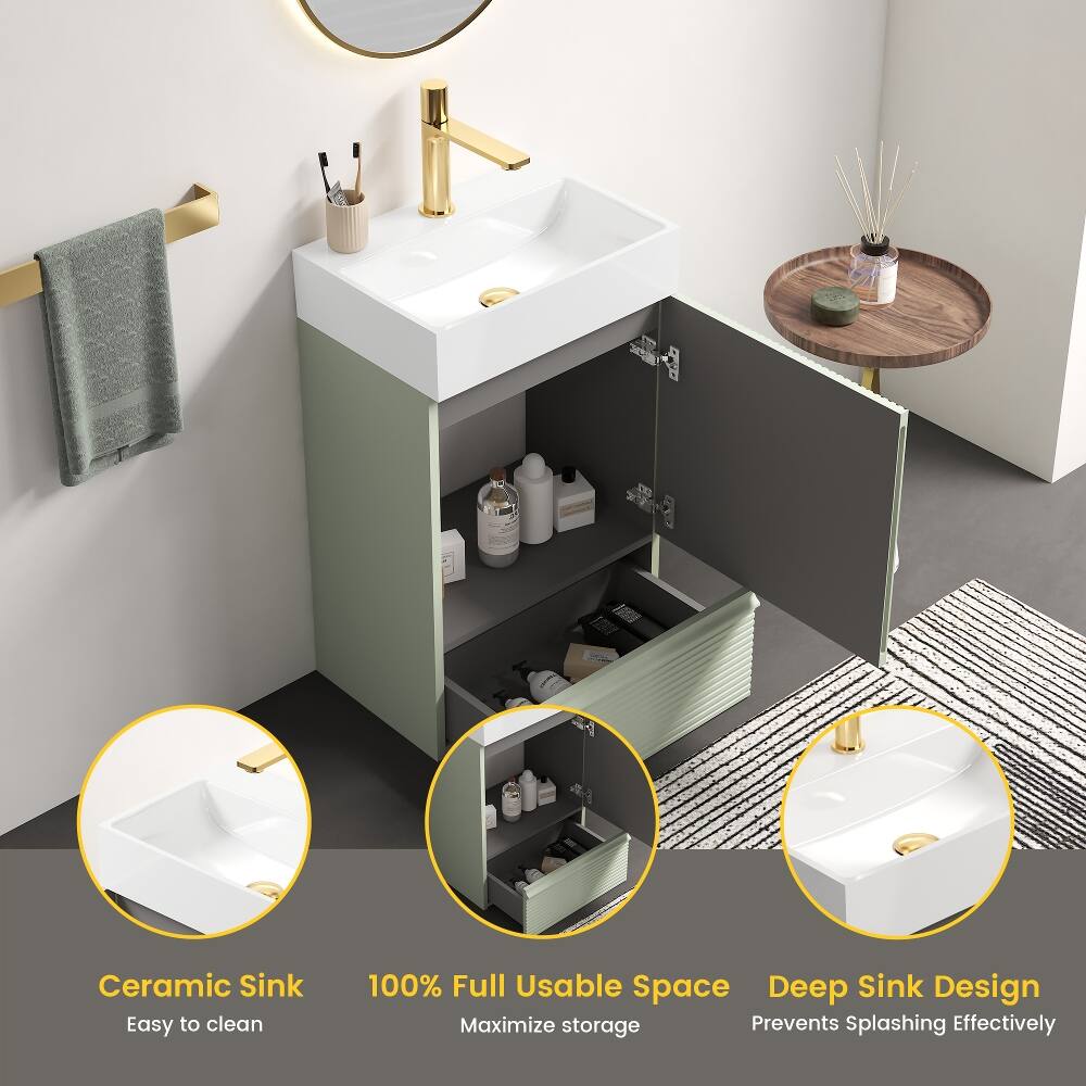 Ceramic Sink  
Easy to clean

100% Full Usable Space  
Maximize storage

Deep Sink Design  
Prevents Splashing Effectively