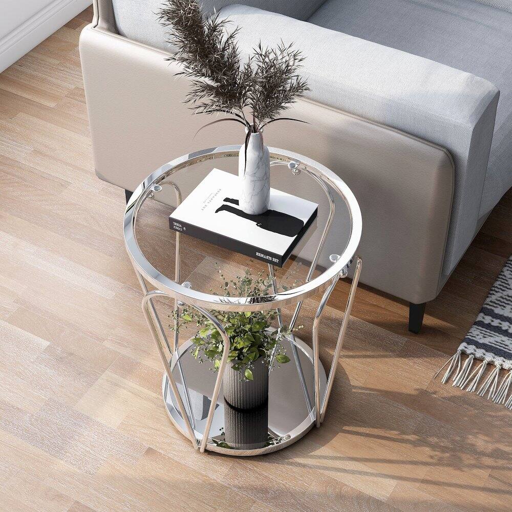 Alt View 2. Furniture of America - Miffa Contemporary Metal 1-Shelf End Table - Silver.