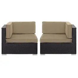 Gather Outdoor Patio Corner Sectional Set of 2 by Modway - Espresso Mocha