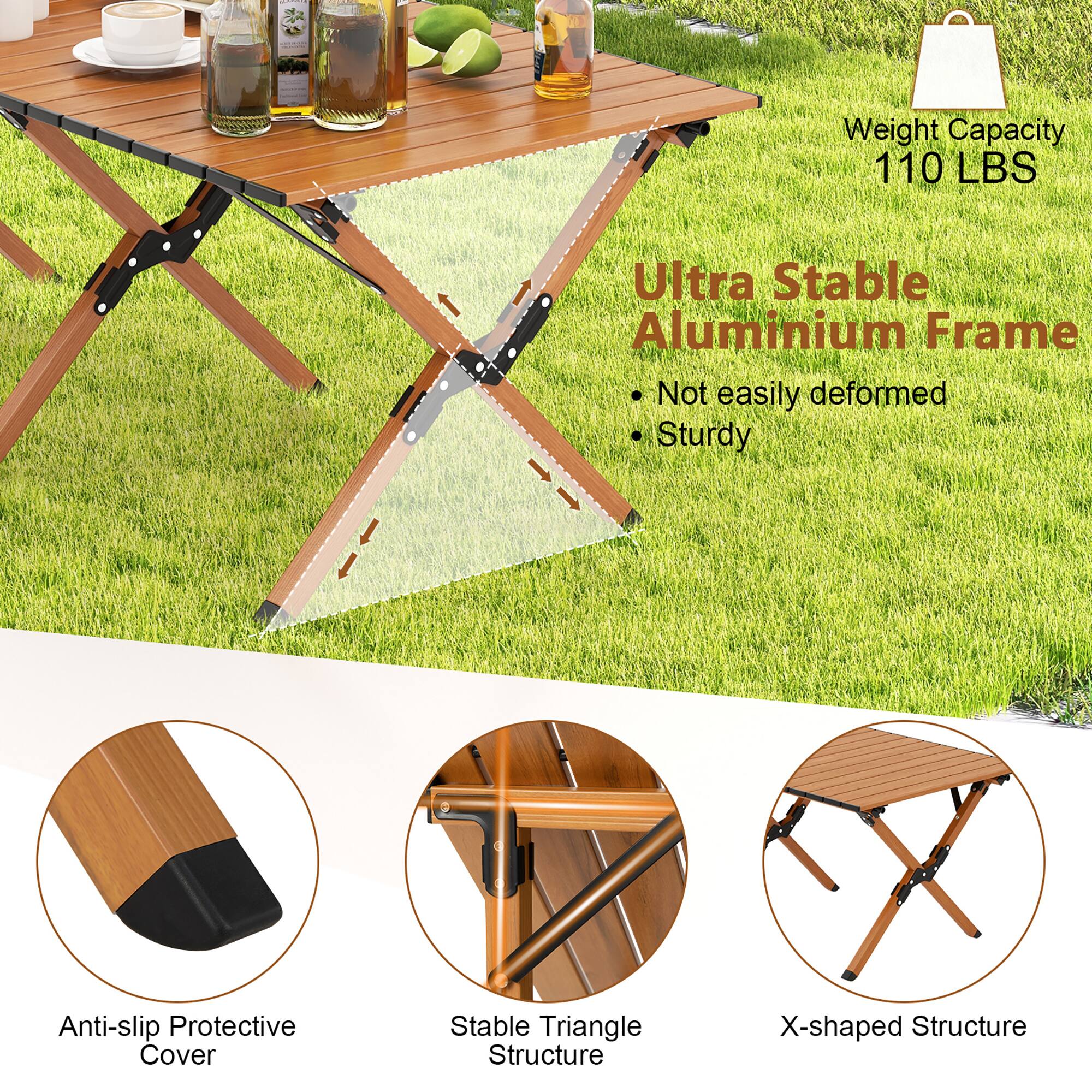 Weight Capacity 110 LBS, Ultra Stable Aluminium Frame, Not easily deformed, Sturdy, Anti-slip Protective Cover, Stable Triangle Structure, X-shaped Structure