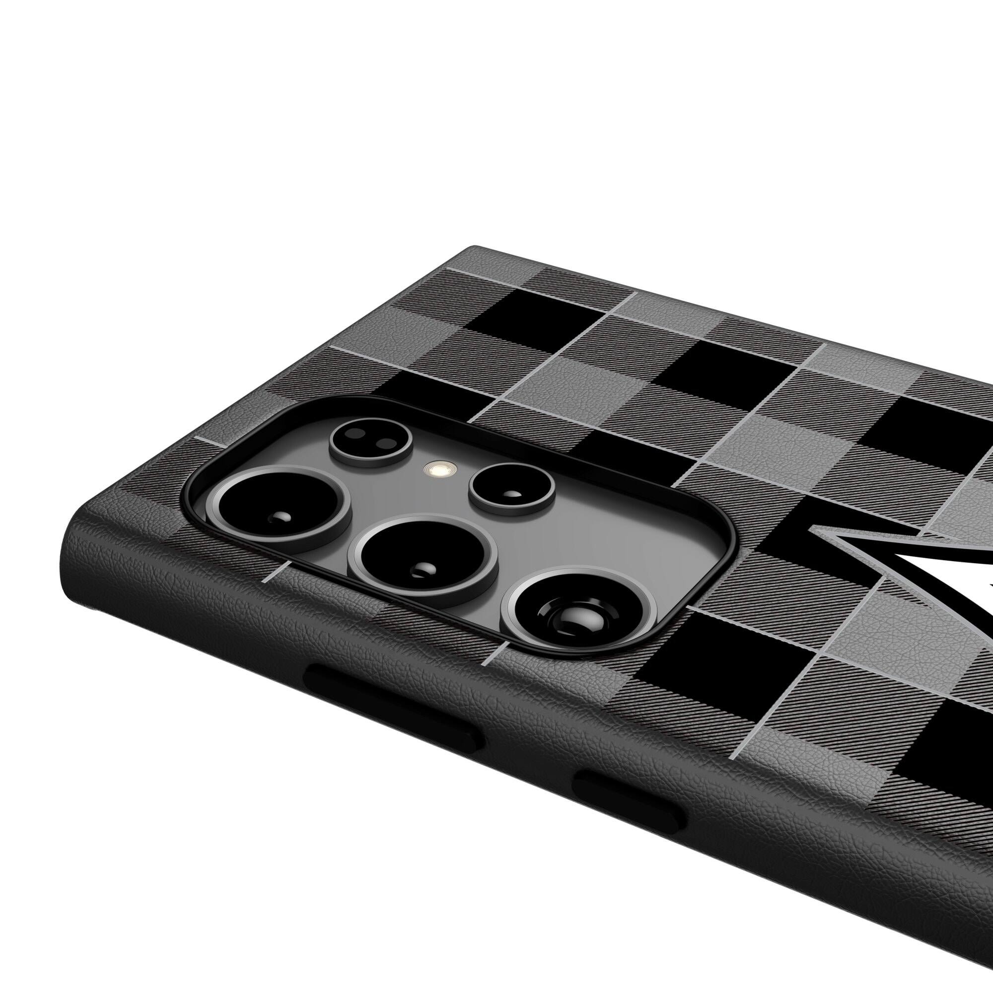 Alt View 3. Keyscaper - Las Vegas Aces Plaid Galaxy Magnetic Bump Case - S24 - Black.
