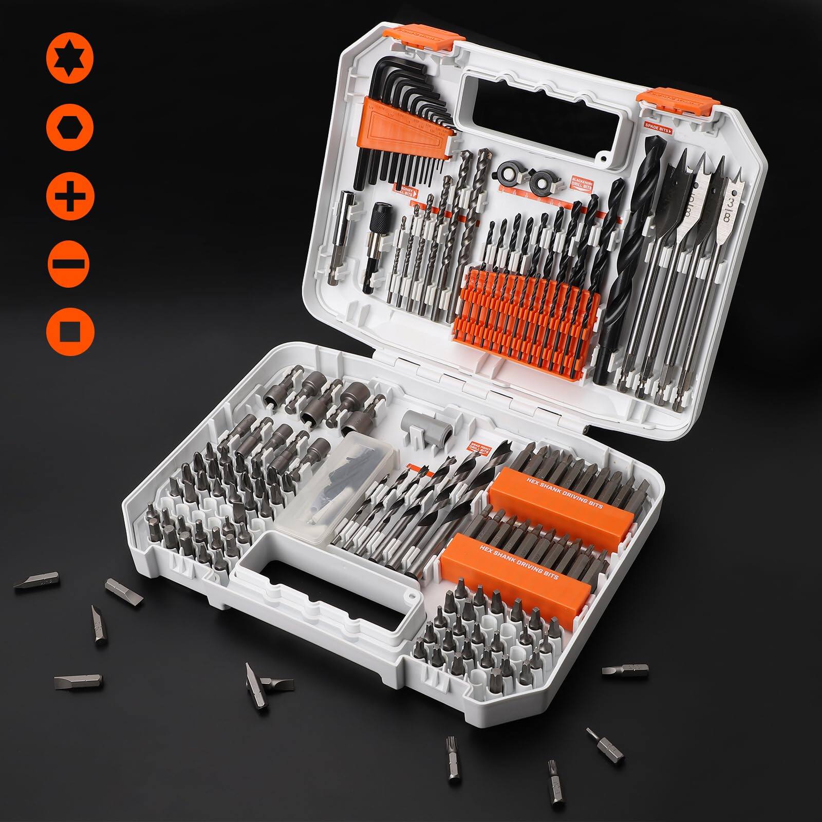 JETRANSPORT 200pcs Drill Bit Set Kit Hss cr v Multi purpose Bits