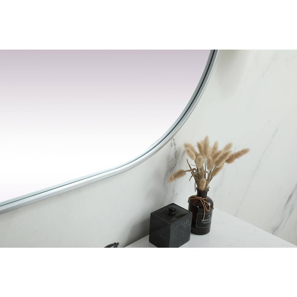 Alt View 2. Elegant Decor - Metal Frame Oval Mirror 30x48 Inch in Silver - Silver.