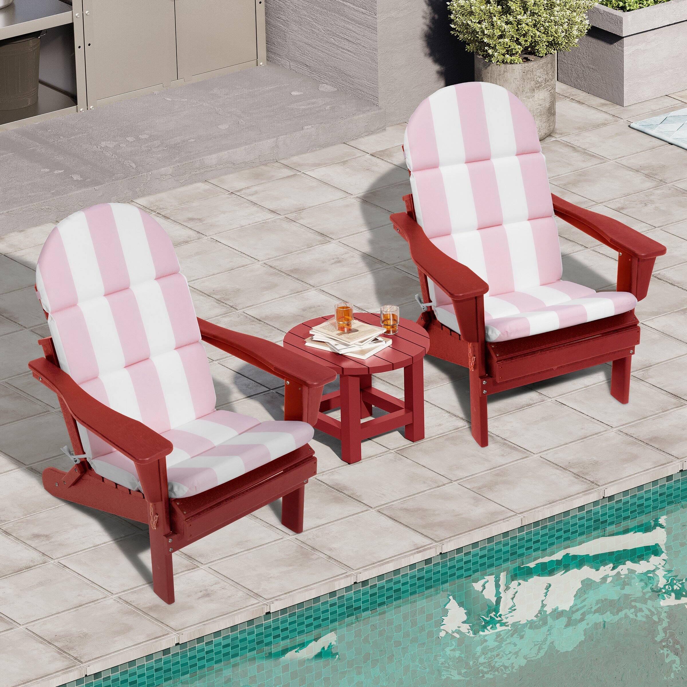 Angle. Crestlive Products - Crestlive Products Outdoor Adirondack Patio Chair Cushion - Pink White.