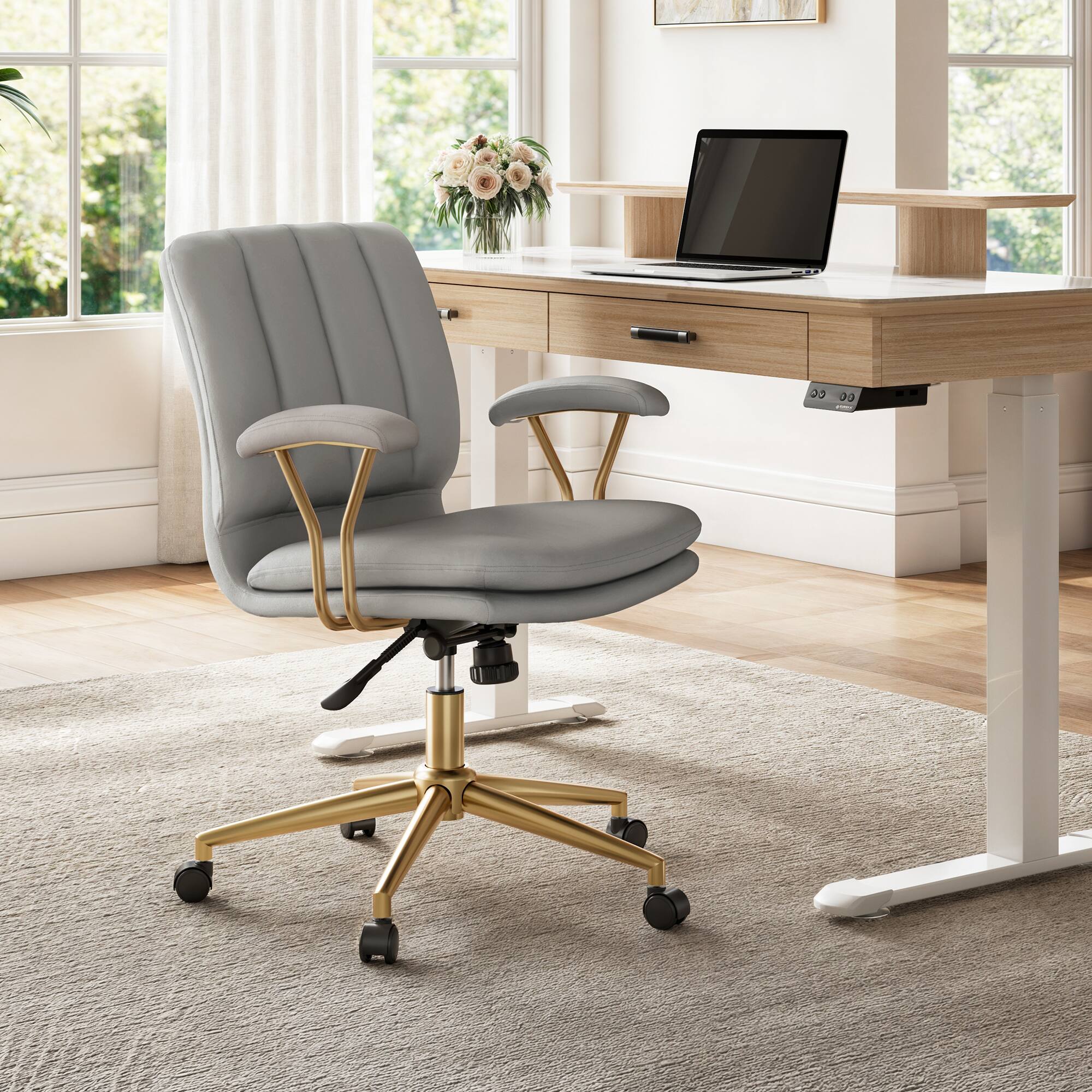 Angle. Eureka Ergonomic - Velvet Executive Home Office Chair - Grey.