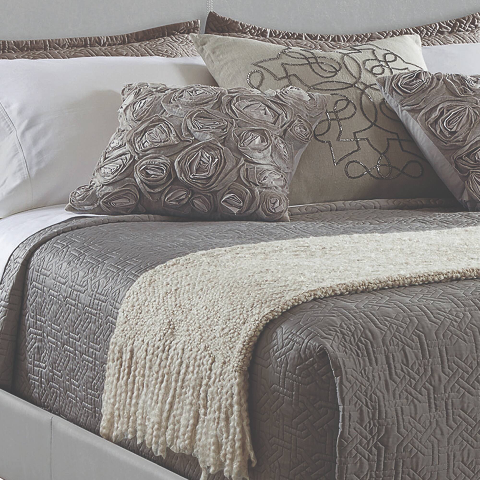 Alt View 3. Manhattan Lane - Leather Upholstered Full Size Platform Bed - Gray.