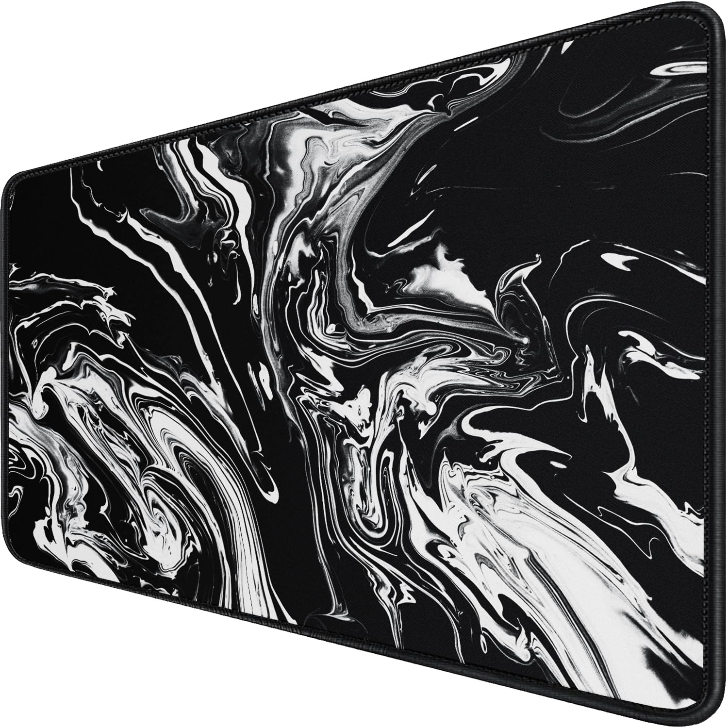 Front. Stamp n Camp - Large Extended Gaming Mouse Pad With Stitched Edges Durable Non-slip Rubber Base Waterproof Computer Mat For Esports - Black White-31.5L x 15.6W inches.