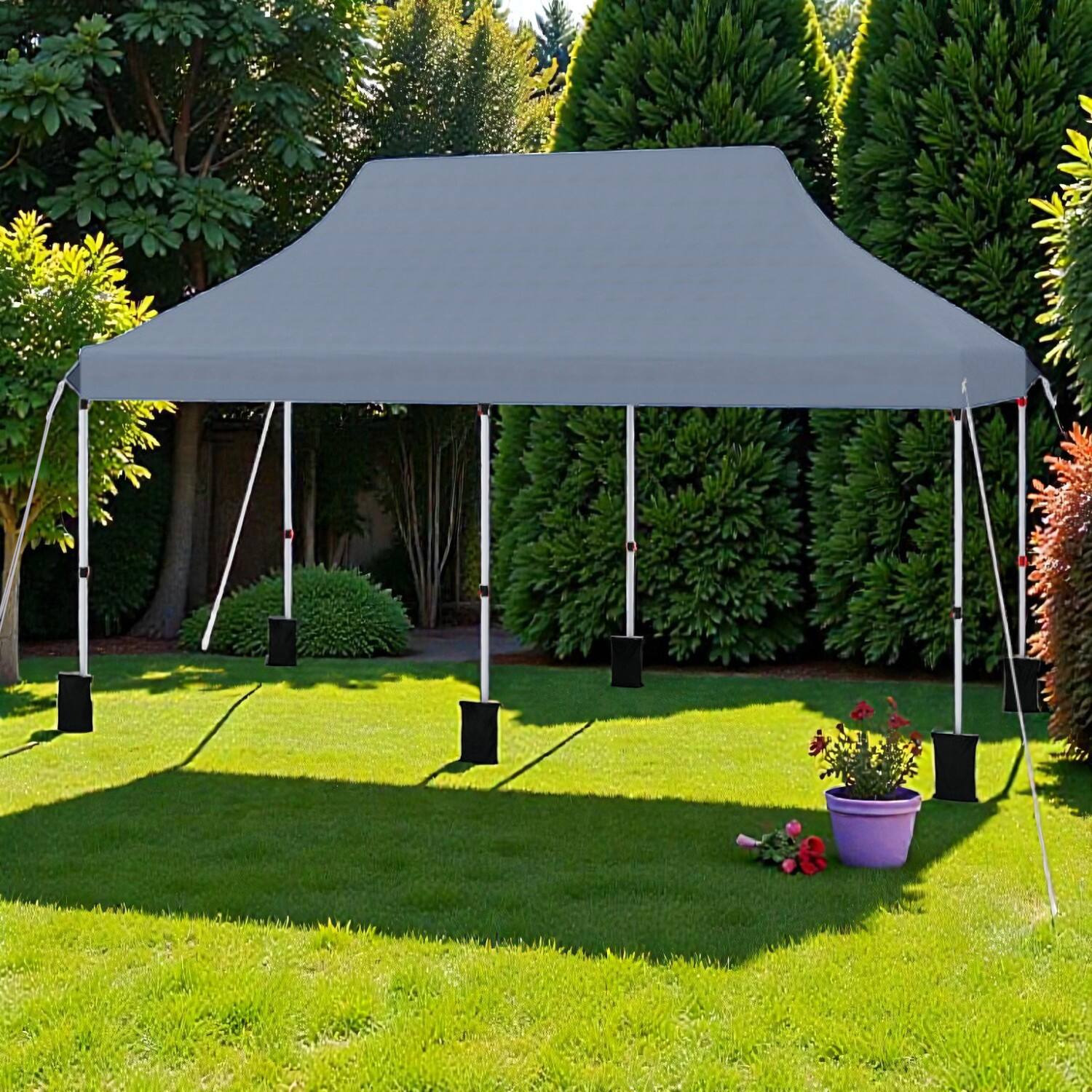 Front. Hivvago - 10 x 20 Ft Collapsible Patio Canopy with Easy Setup and Transport Bag - Gray.