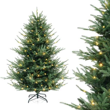Front. Costway - Costway 6 FT Artificial Xmas Tree with 778 PVC PE Branch Tips 240 Warm White LED Lights - Green.