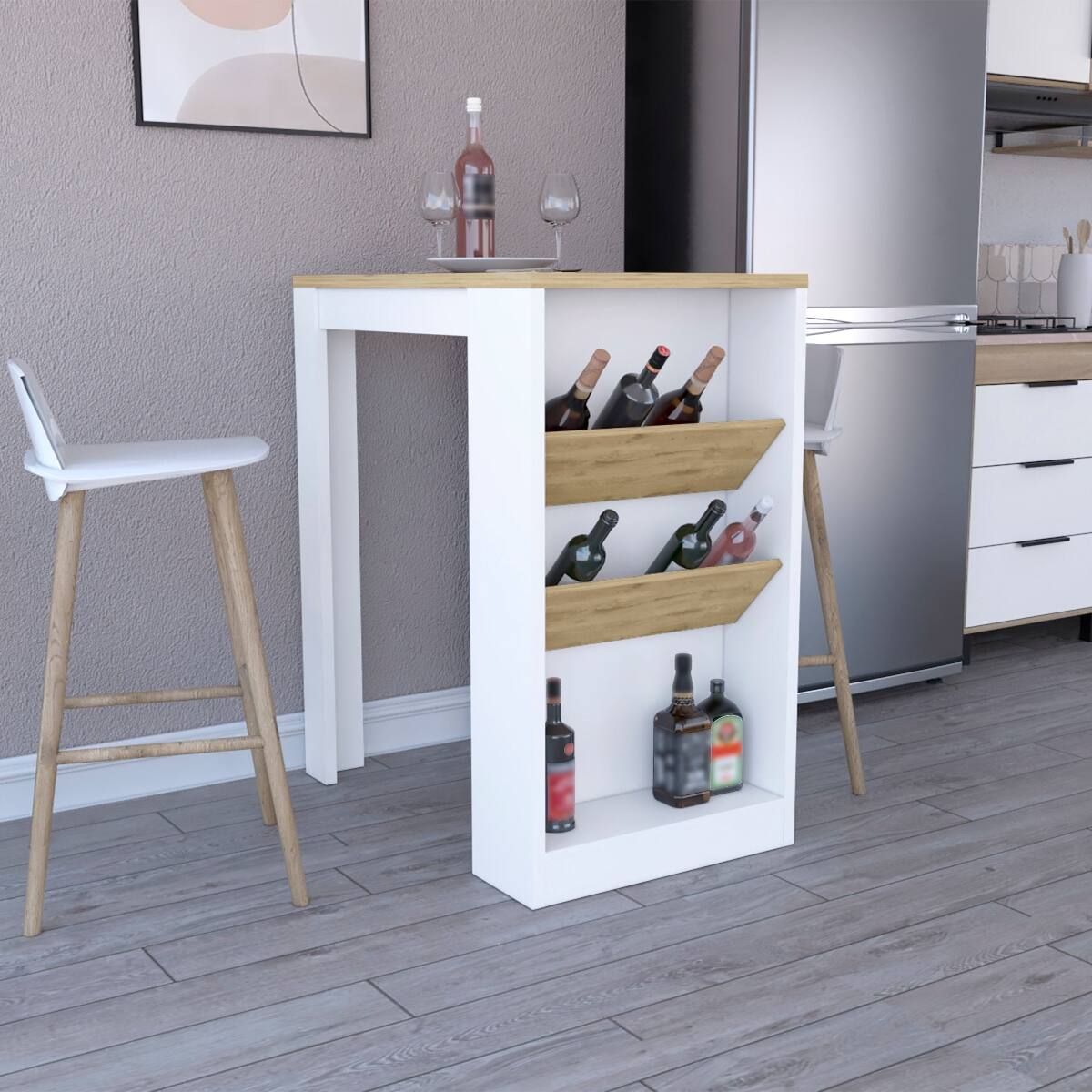 Loheer Modern Stationary Kitchen Island Rectangular Multicolor - Best Buy