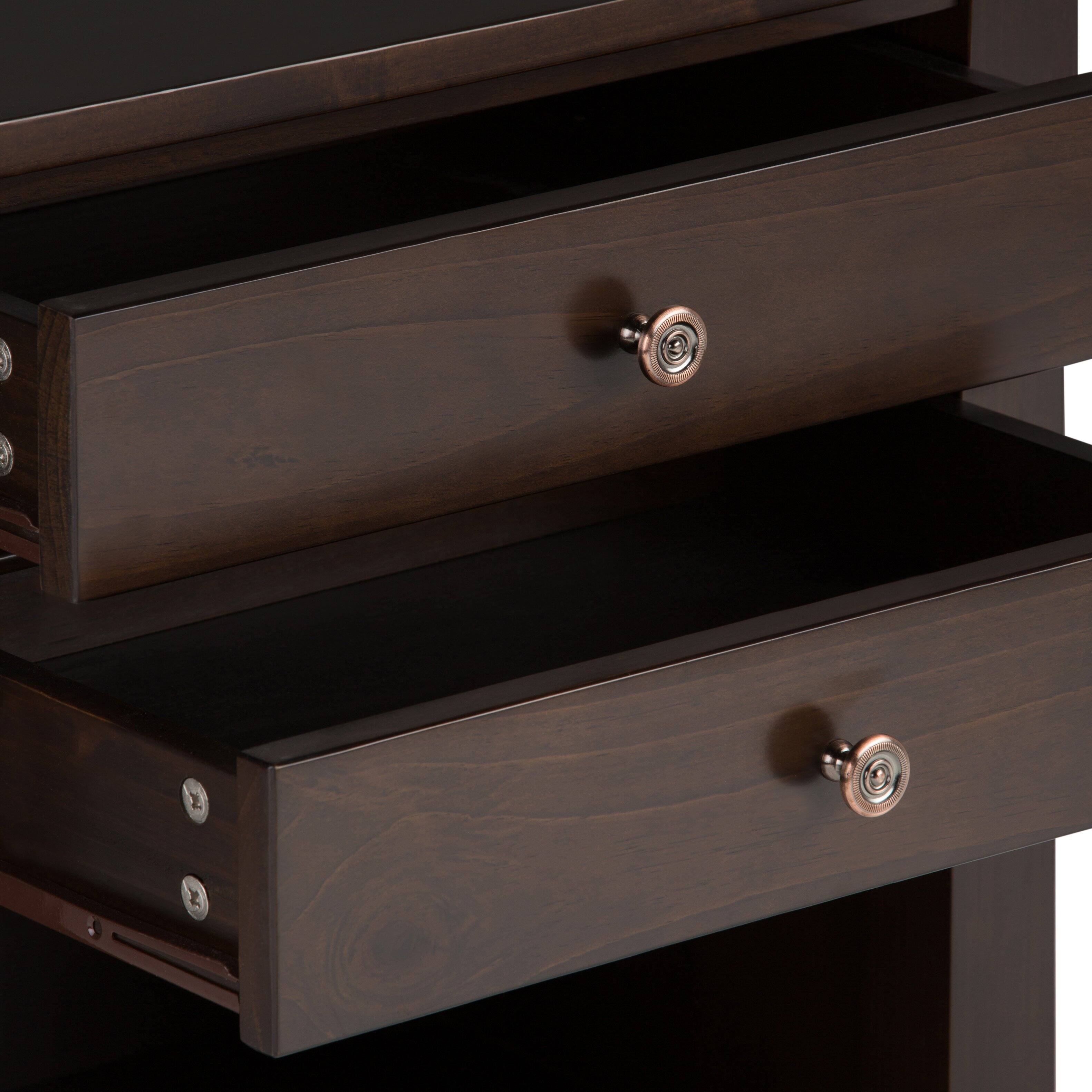 Alt View 3. Simpli Home - Carlton 24 inch Bedside Table (Set of 2) - Dark Tobacco Brown.