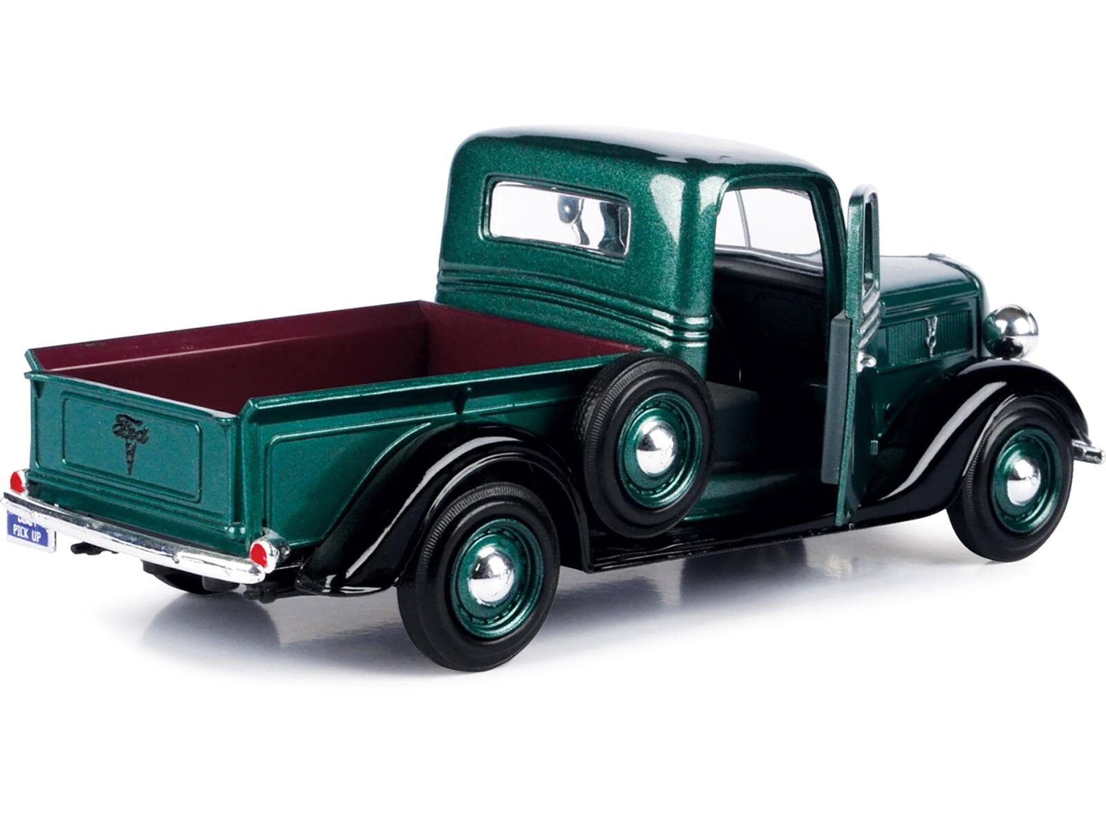 Left. Motormax - 1937 Ford Pickup Truck Green and Black 1/24 Diecast Model Car by Motormax - Green And Black.
