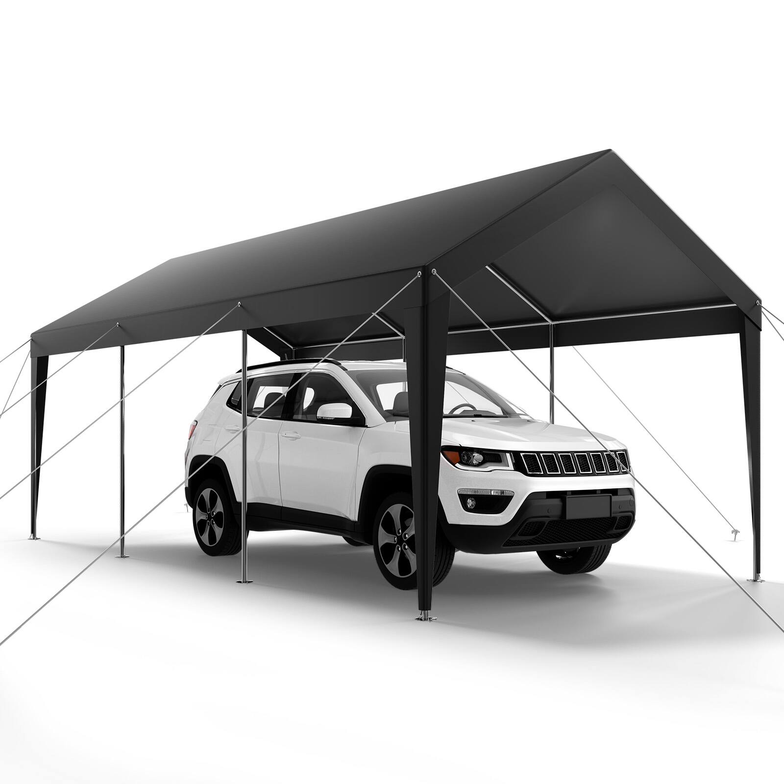 Alt View 5. VEVOR - Carport, 10 x 20 FT Outdoor Car Canopy, Potable Carport, Heavy Duty Galvanized Car Shelter - Gray.