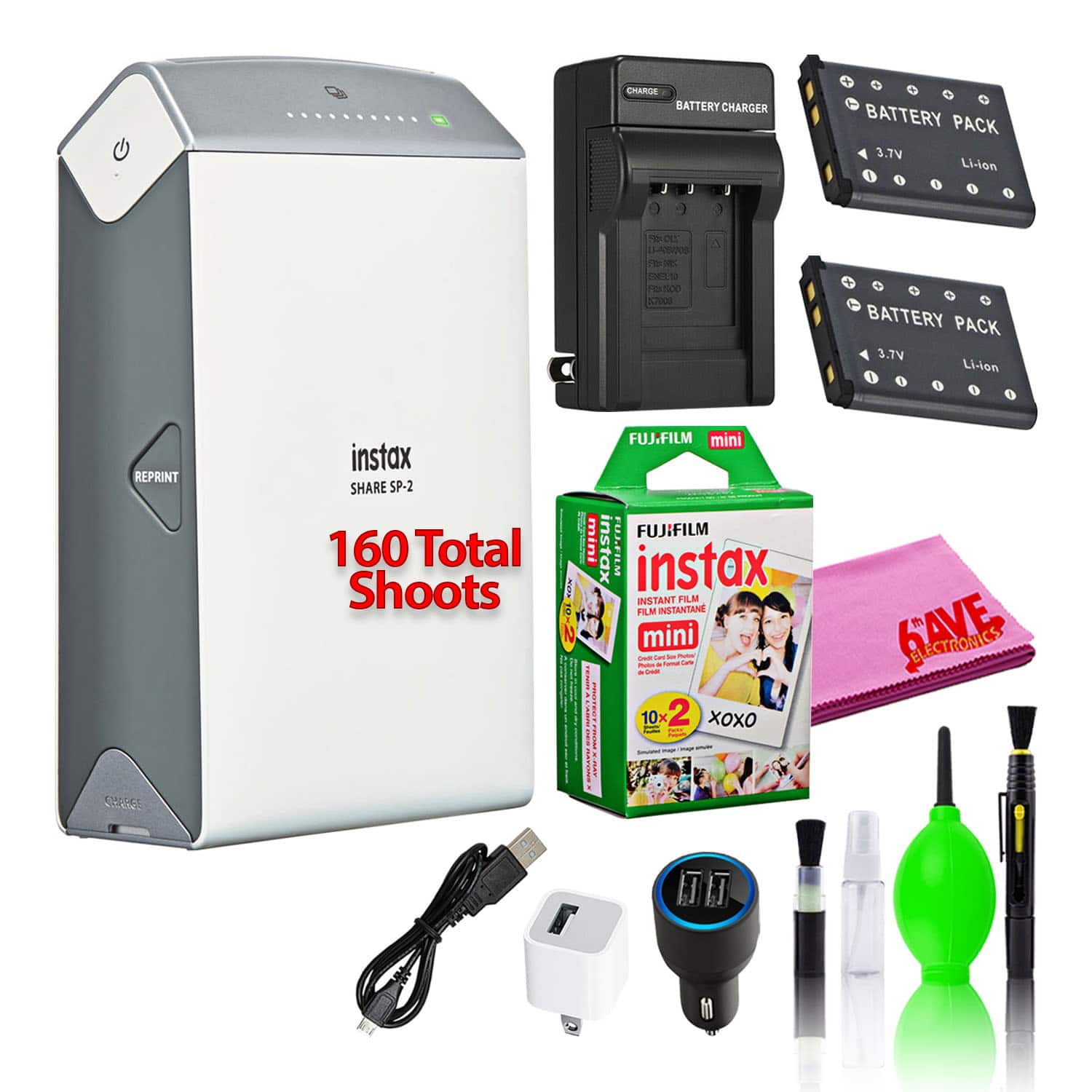 Fujifilm - Instax Share SP-2 Smartphone Printer with 160 Films + Battery - Silver