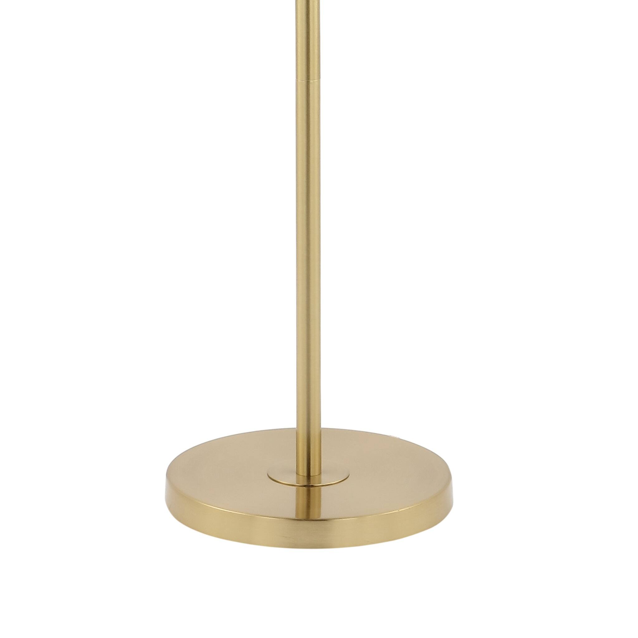 Alt View 3. Jonathan Y - Ellie 66" 3-Light Mid-Century Modern Metal LED Floor Lamp with Triple Frosted Globe Shades, Brass Gold/White - Brass Gold.