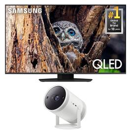 QN75Q80DA 75" QLED 4K Smart TV with a Samsung SP-LFF3CLAXXZA 30-100" The Freestyle Gen2 Smart Projector (2024)