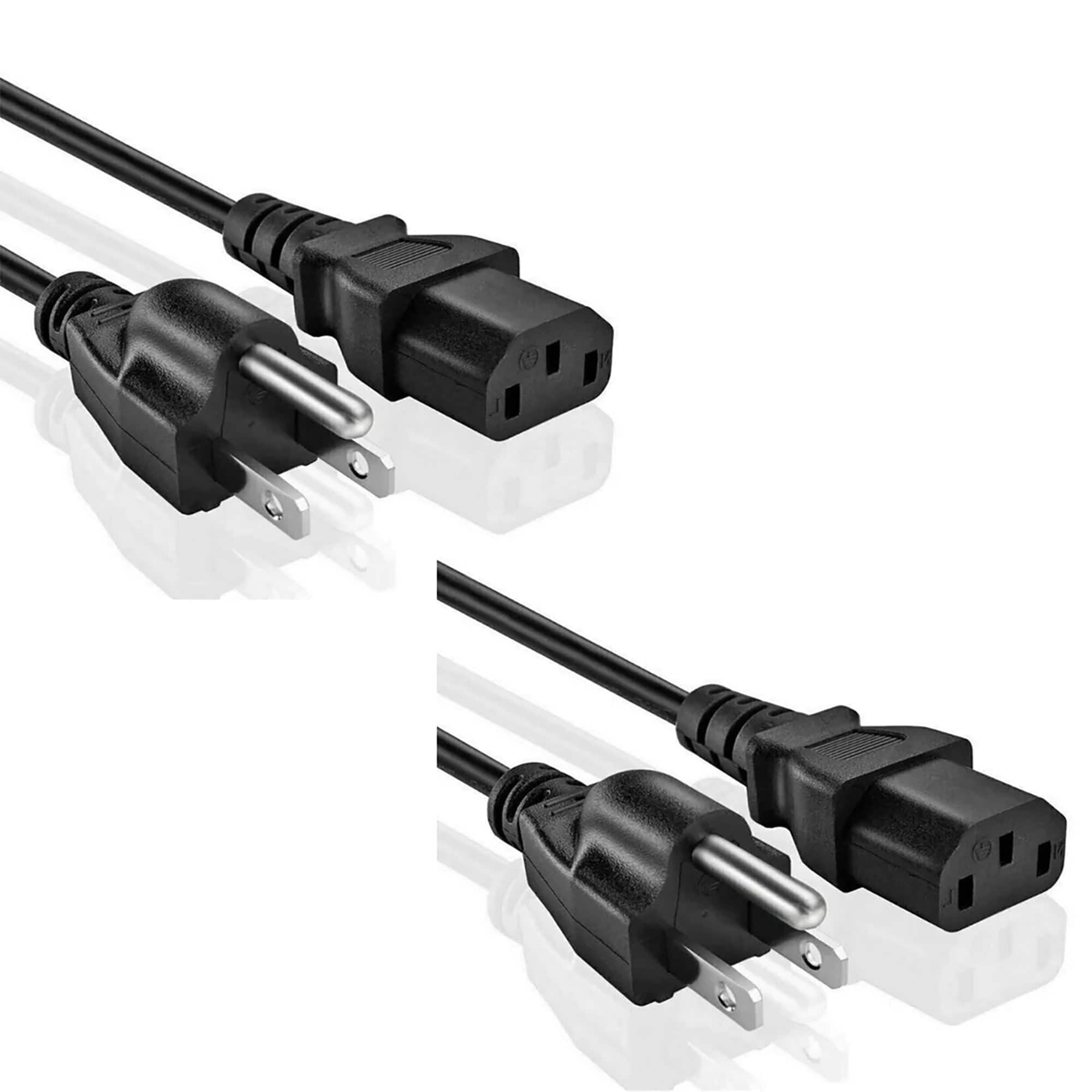 5 CORE - AC Power Cord 10Ft 2 Prong US Male to Female Extension Adapter 16AWG/2C 125V 13A - Black