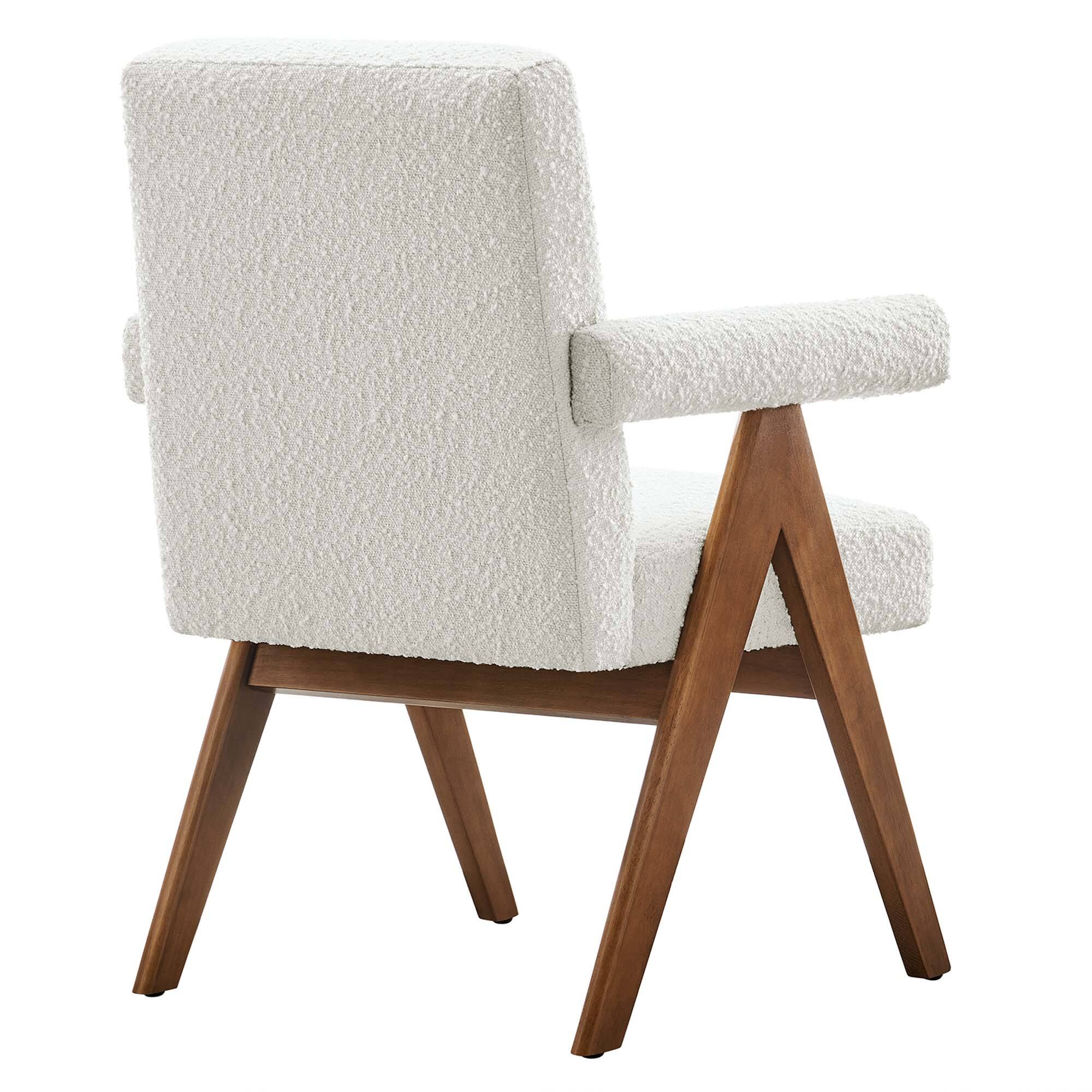 Alt View 2. Modway - Lyra Boucle Fabric Dining Room Chair Set of 2 by Modway - White.