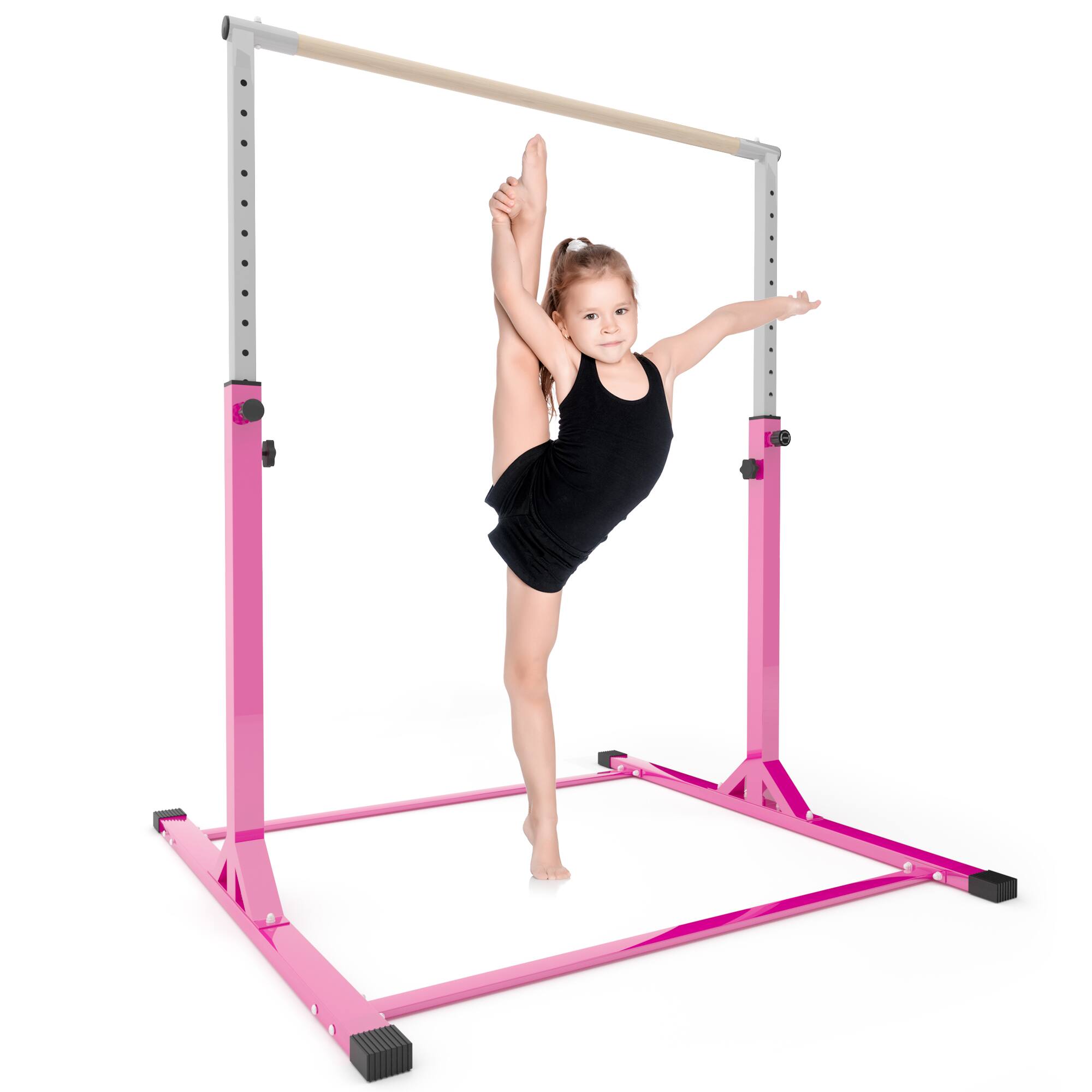 Front. Ainfox - Ainfox Gymnastic Kip Bar for Kids Training Horizontal Bars for Home Ages 6-15 - pink.