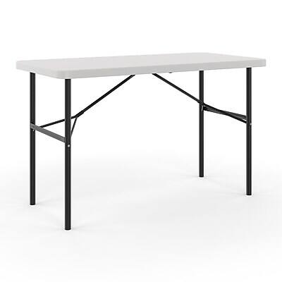 Alt View 1. Staples - 4' x 24" Heavy Duty Plastic Folding Table - White Granite.