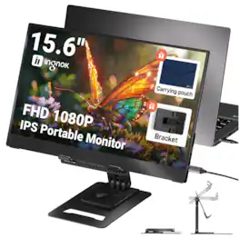 Ingnok - 15.6" Portable Monitor - FHD 1080p USB-C with Adjustable Stand, Mini HDMI and VESA