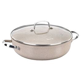 Korkmaz - Granita 2.5 Liter Aluminum Nonstick Low Casserole with Lid - Tan