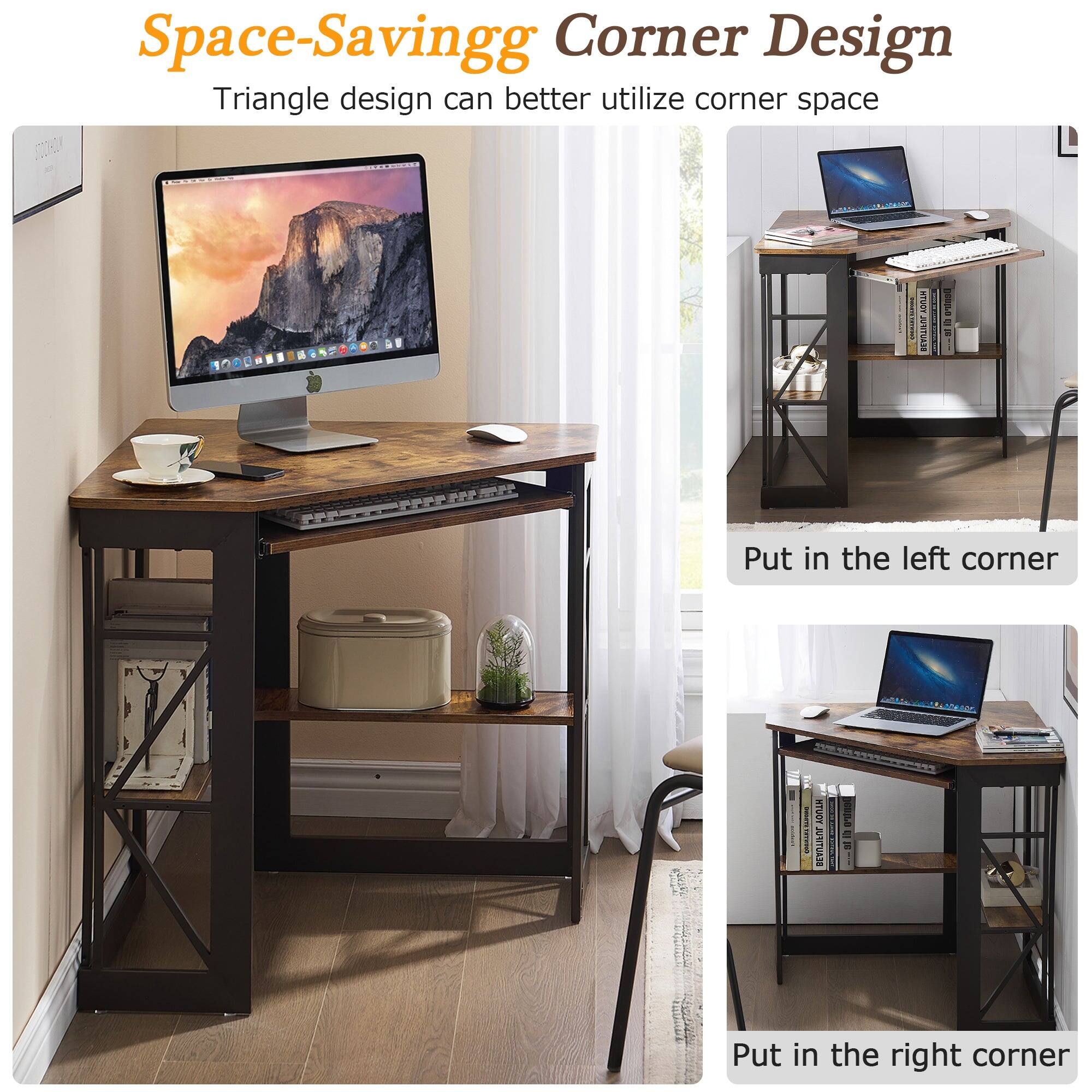 Space-Saving Corner Design  
Triangle design can better utilize corner space  

Put in the left corner  

Put in the right corner