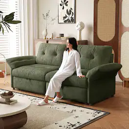 LUCKY ONE - 81.5" 2-in-1 Convertible Sleeper Sofa Bed, Multifunctional Plush Couch with Pull Out Bed - Green