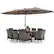 Alt View 1. Costway - 11 PCS Patio Dining Set with 15 ft Double-Sided Patio Umbrella 8 Armchairs - Mix Gray,Beige,Tan.