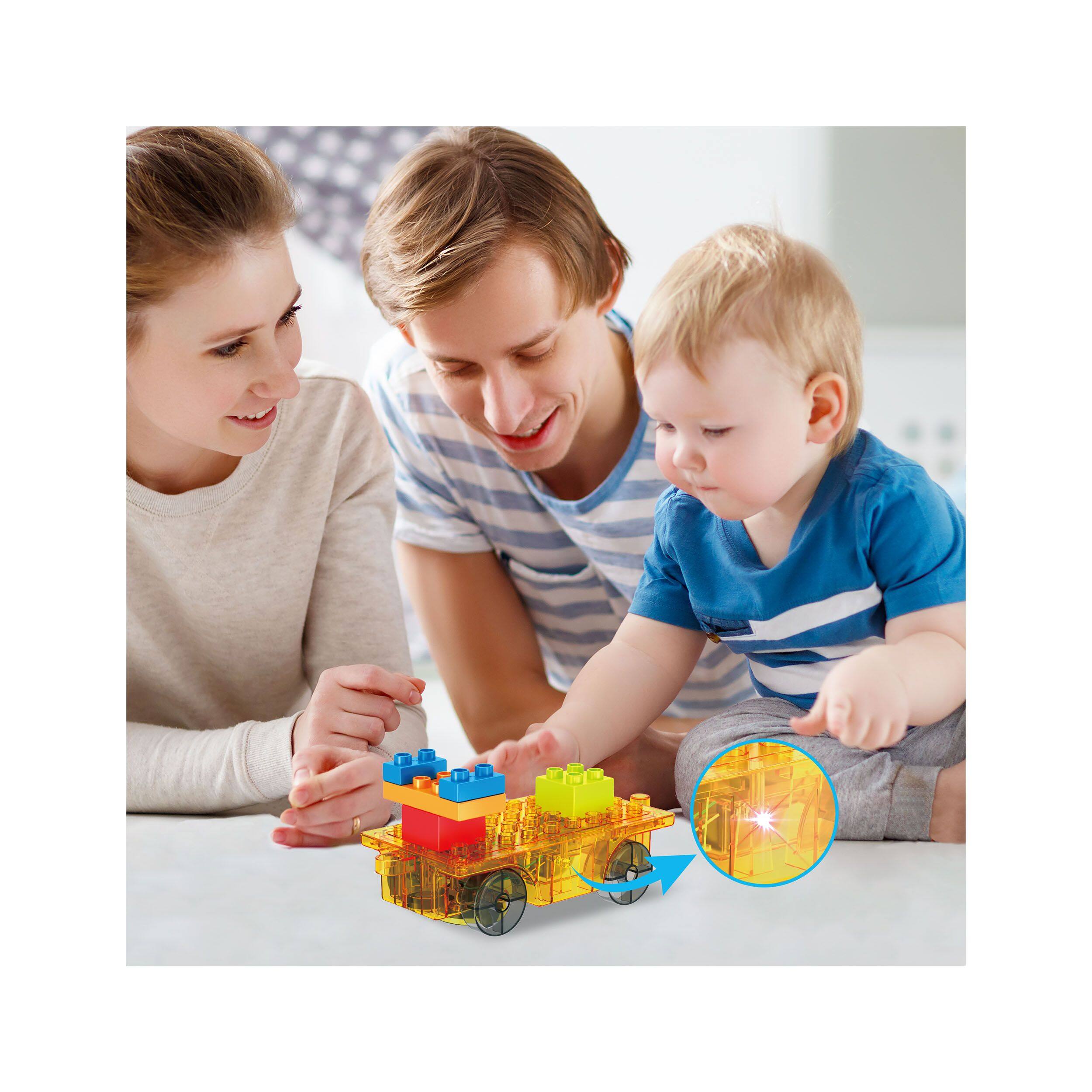Alt View 4. PicassoTiles - PicassoTiles Magnet Tile Motorized Car Base Self Turning Truck with Light, Motor for Kids.