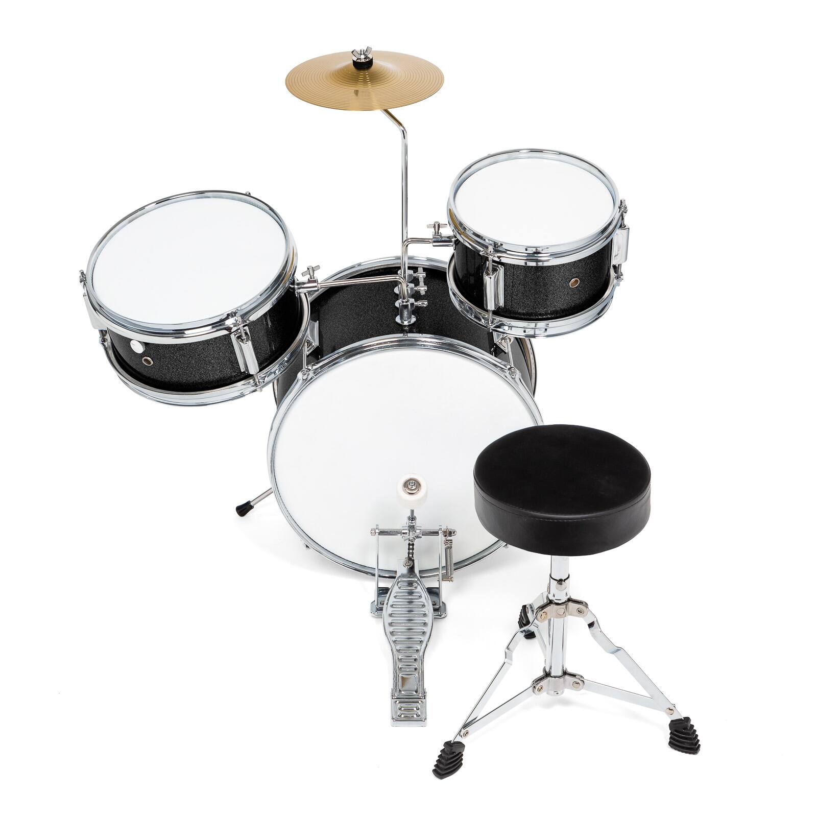 Alt View 2. Ashthorpe - Beginner Drum Kit with Brass Cymbals (Set of 3) - Black.
