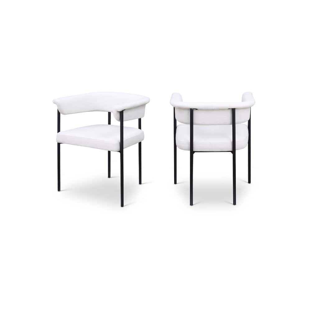 Meridian Furniture - Malin Cream Linen Textured Fabric Dining Chair, Set of 2 - Beige