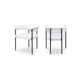 Meridian Furniture - Malin Cream Linen Textured Fabric Dining Chair, Set of 2 - Beige