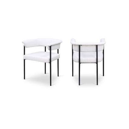 Front. Meridian Furniture - Malin Cream Linen Textured Fabric Dining Chair, Set of 2 - Beige.