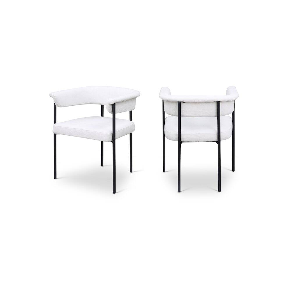 Front. Meridian Furniture - Malin Cream Linen Textured Fabric Dining Chair, Set of 2 - Beige.