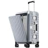 Front. LUGGEX - LUGGEX 21 Inch Carry On Aluminum Luggage, 100% PC shell Zipperless Suitcase SF81 - ZX-Pro - Silver.