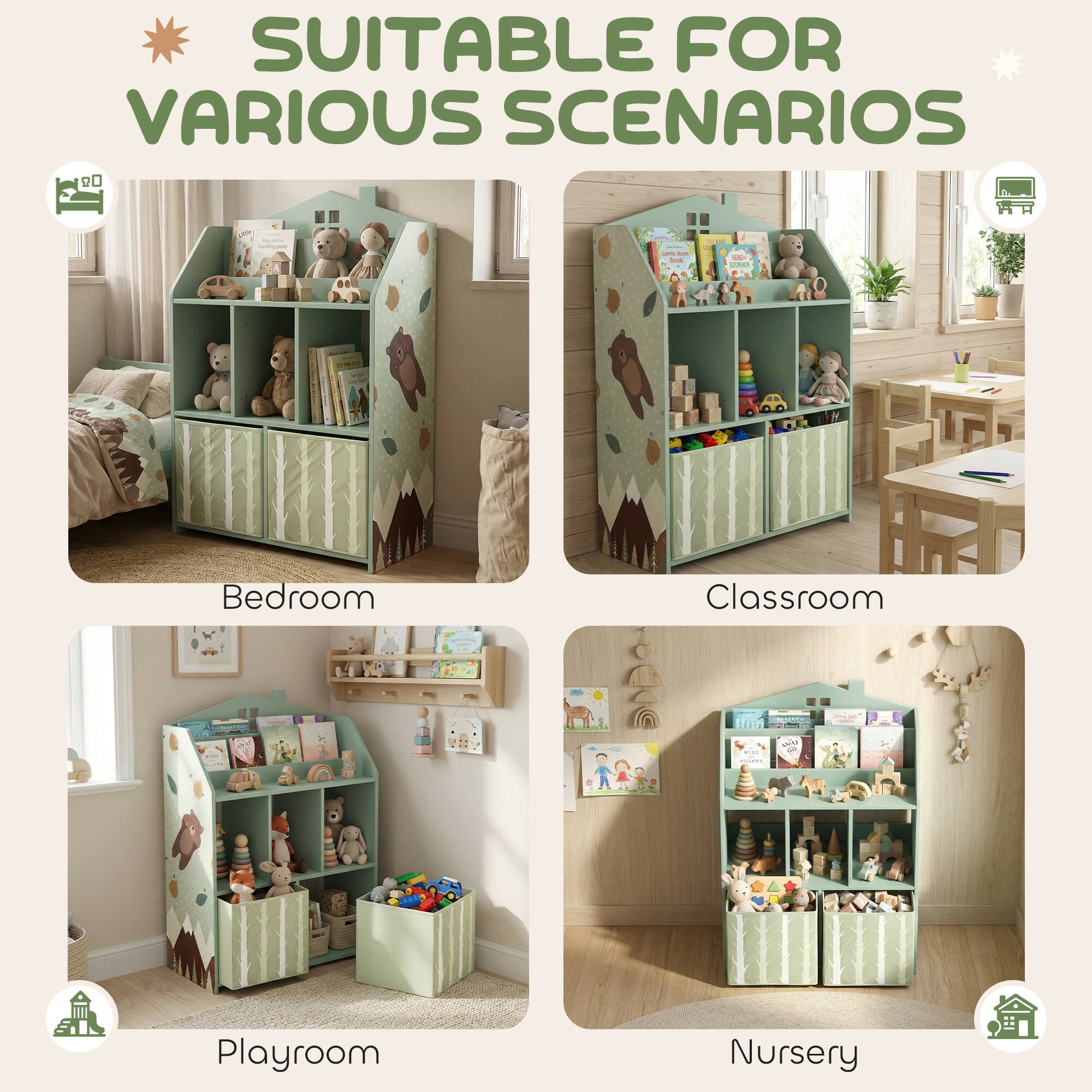SUITABLE FOR VARIOUS SCENARIOS

- Bedroom
- Classroom
- Playroom
- Nursery