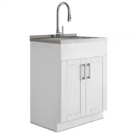 Modern Wide Shaker All-In-One 28-inch Laundry Utility Sink and Cabinet
