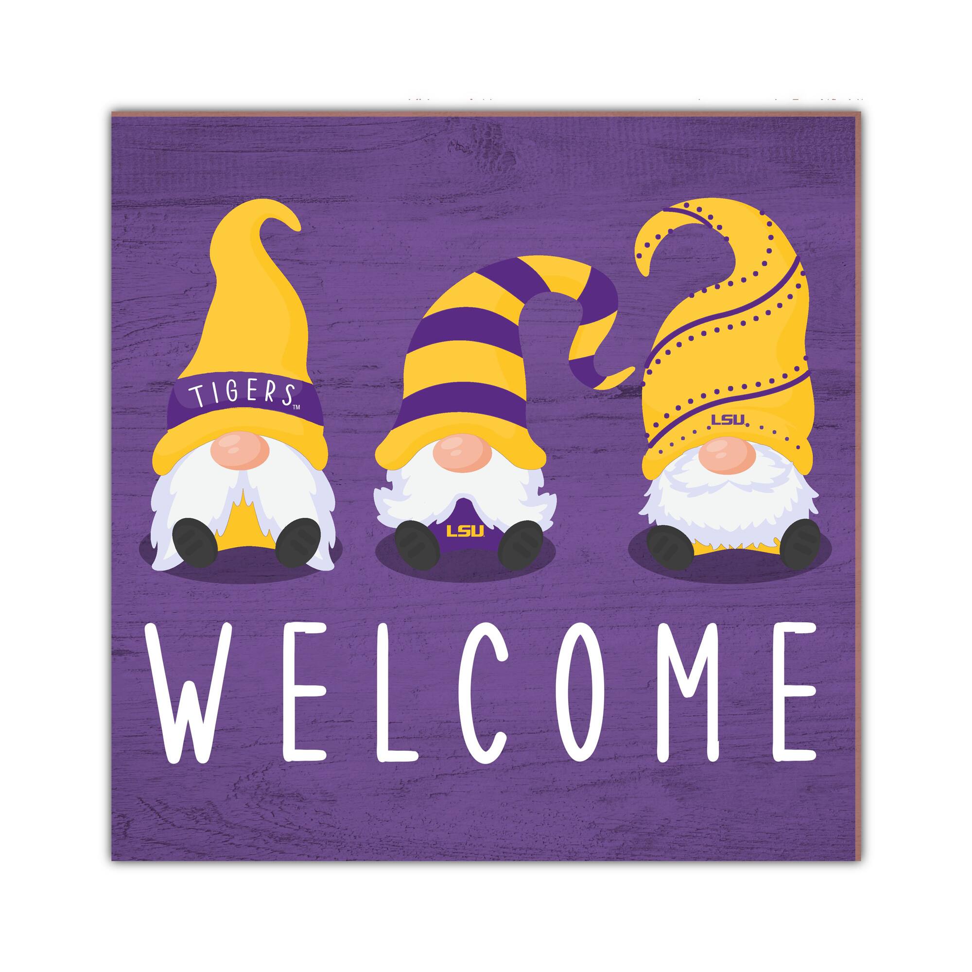 LSU Tigers 10'' x 10'' Welcome Gnomes Sign