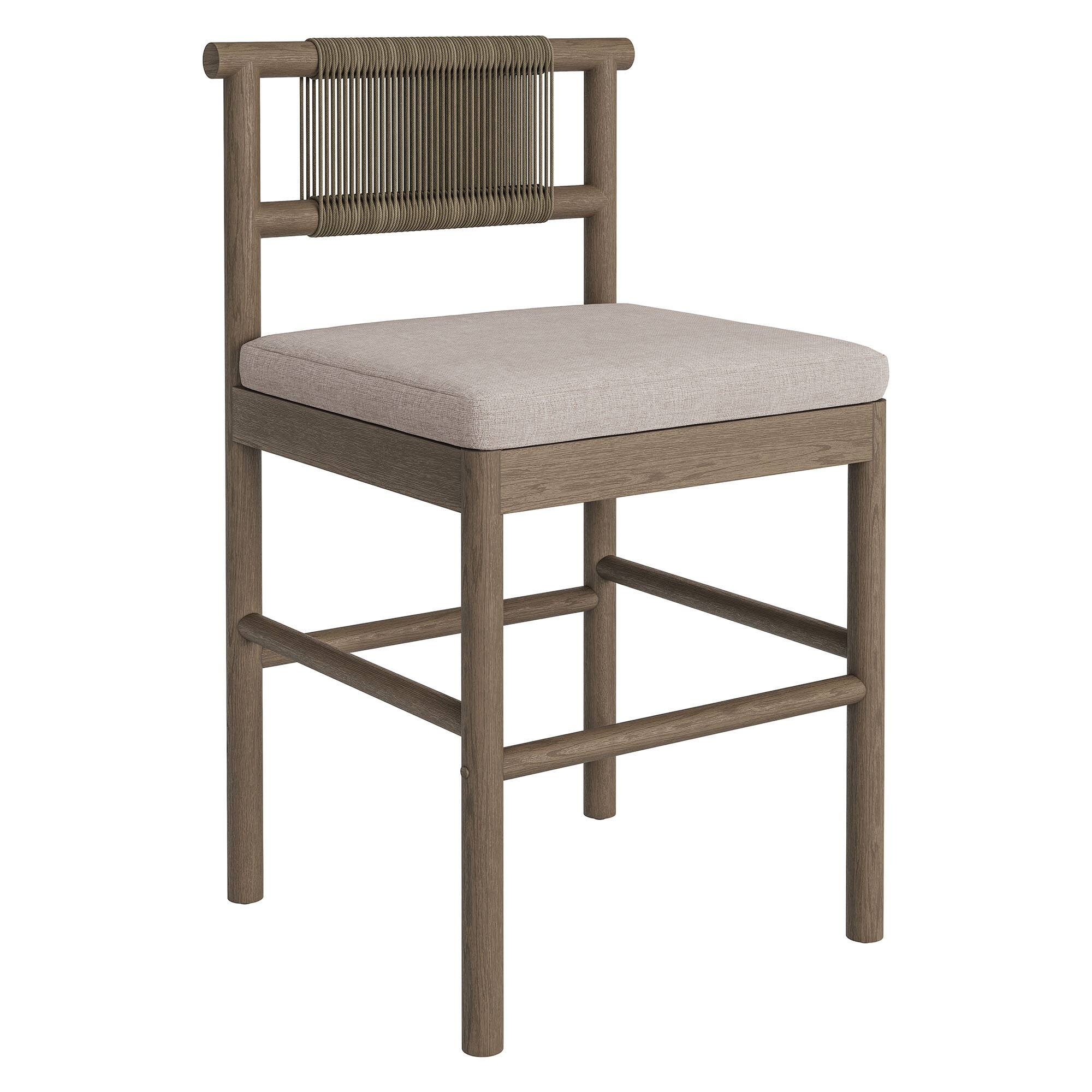 Alt View 2. Modway - Eleni Outdoor Teak Wood Counter Stools Set of 2 by Modway - Weathered Gray Pebble.
