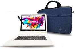 LINSAY - 10.1" Octa Core 128GB Storage Android 15 with Unique Oracle Keyboard Case and Tablet Briefcase - White