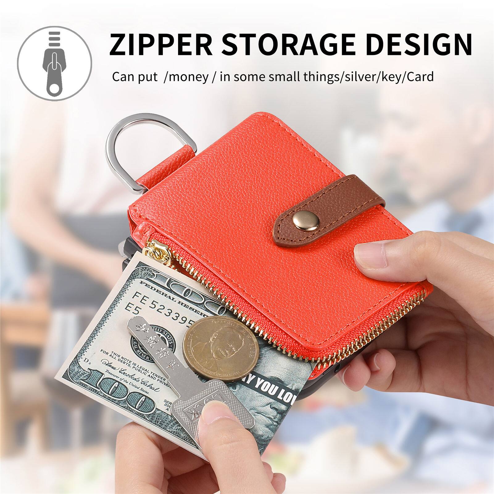 ZIPPER STORAGE DESIGN  
Can put /money/ in some small things/silver/key/Card  

FE 523395  
FOR THIS NOTE ALL COUNTERFEITING IS ILLEGAL  
DEPARTMENT OF THE TREASURY  
SECRETARY OF THE TREASURY