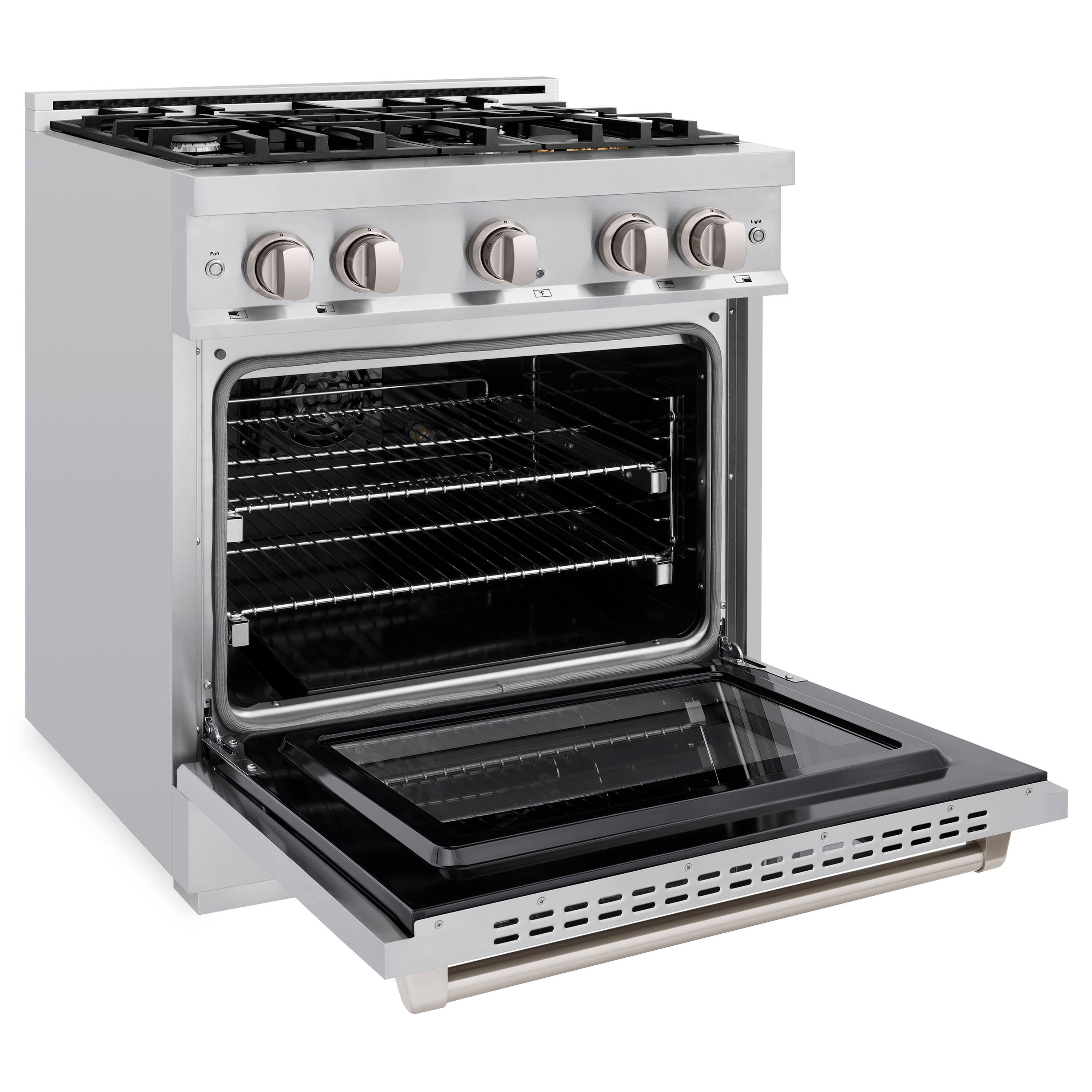 Angle. ZLINE - ZLINE 30 in. 4.2 cu. ft. Freestanding Select Gas Range with 4 Burner Cooktop and Convection Oven (HGR30) - Stainless Steel.
