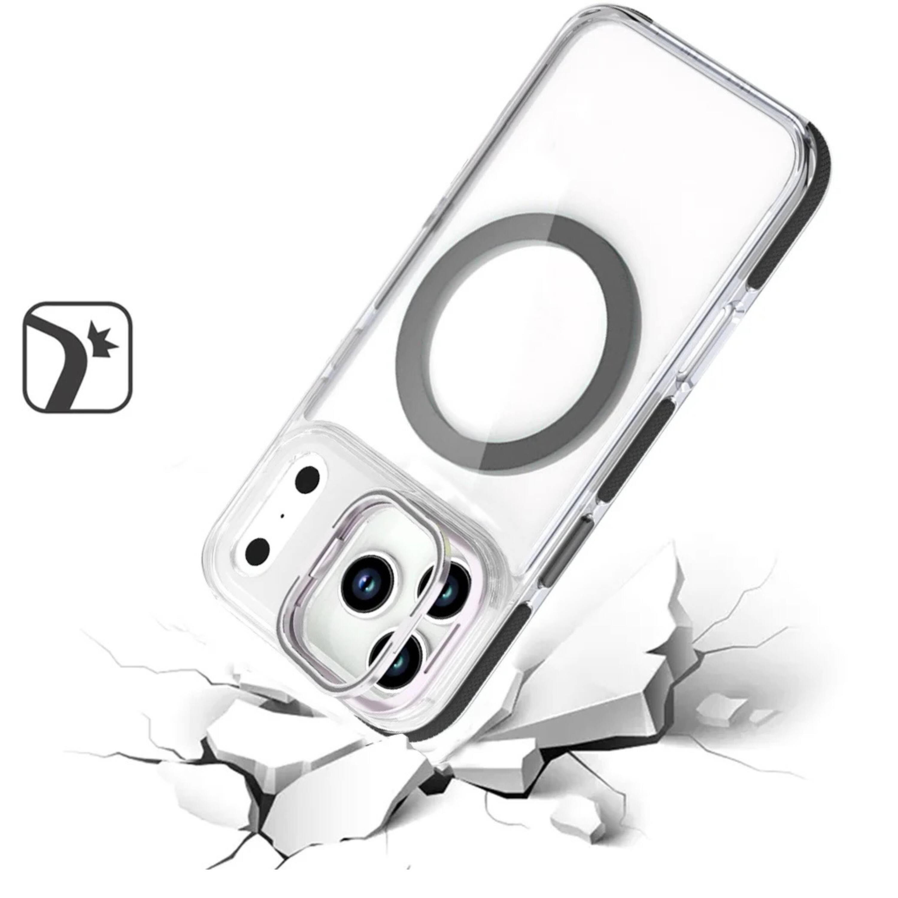 Left. Kitcheniva - Magnetic Circle Camera Lens Stand Case With Tempered Glass For iPhone 17 Pro Max Blue - Blue.