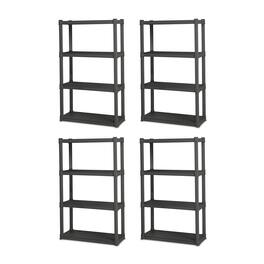 Sterilite - Plastic Indoor Outdoor 4 Shelf Durable Shelving Unit, Gray, 4 Pack - Flat gray