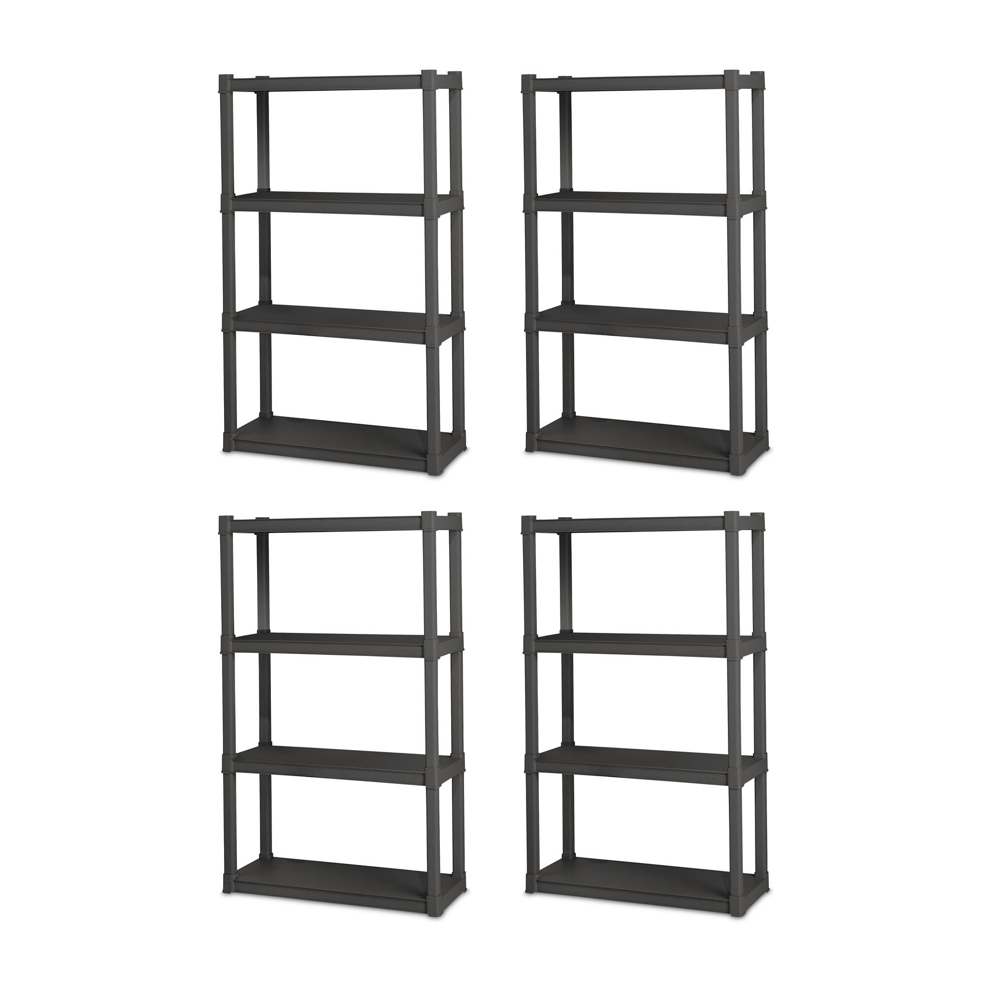 Front. Sterilite - Sterilite Plastic Indoor Outdoor 4 Shelf Durable Shelving Unit, Gray, 4 Pack - Flat gray.