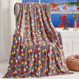 Noble House - Plazatex Let's Play Micro plush Decorative All Season Color 50" X 60" Throw Blanket - Multi