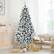 Front. Gymax - Gymax 7.5 FT Pre-Lit Christmas Tree Snow Flocked Hinged Pine Tree w/ Metal Stand - White.